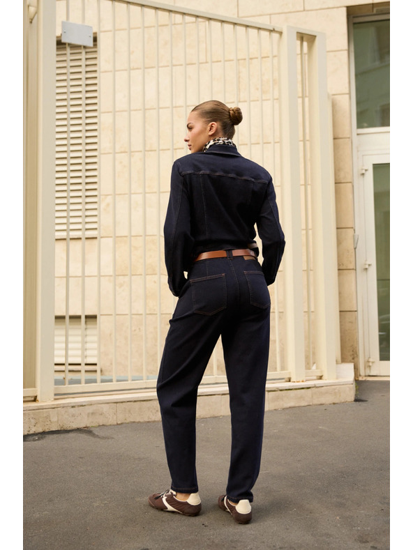 Moodo Tmavě tmavě modré džíny s páskem Moodo