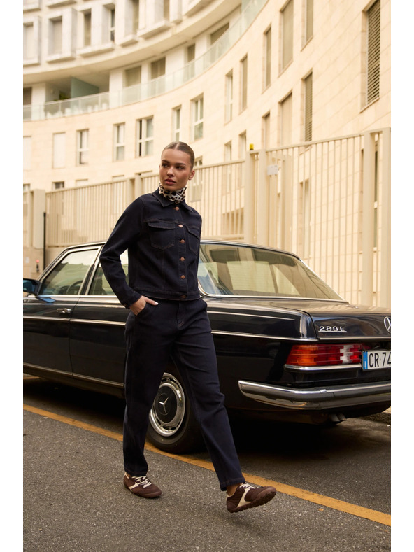 Moodo Tmavě tmavě modré džíny s páskem Moodo