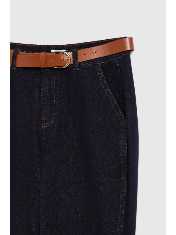 Moodo Tmavě tmavě modré džíny s páskem Moodo