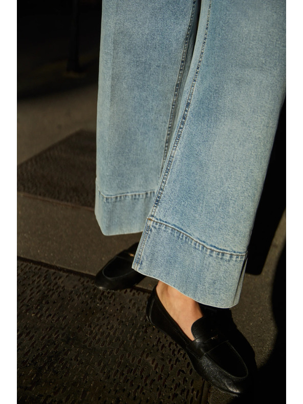 Moodo Džíny se širokými nohavicemi světle modré Moodo