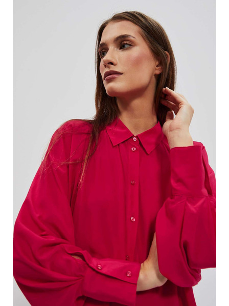 Moodo Červená košile s nabíranými rukávy Moodo
