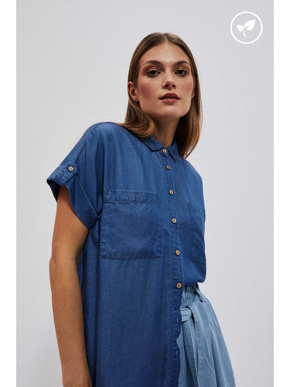 Moodo Tmavě modrá lyocellová košile Moodo