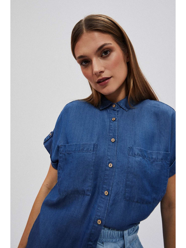 Moodo Tmavě modrá lyocellová košile Moodo