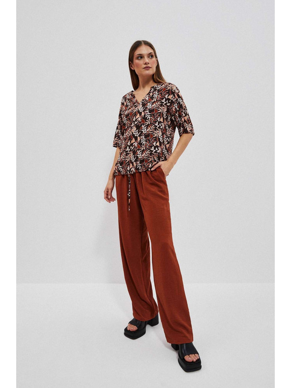 Moodo Tmavohnědá halenka s vázáním Moodo