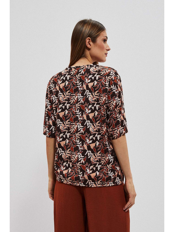 Moodo Tmavohnědá halenka s vázáním Moodo