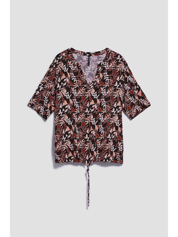 Moodo Tmavohnědá halenka s vázáním Moodo