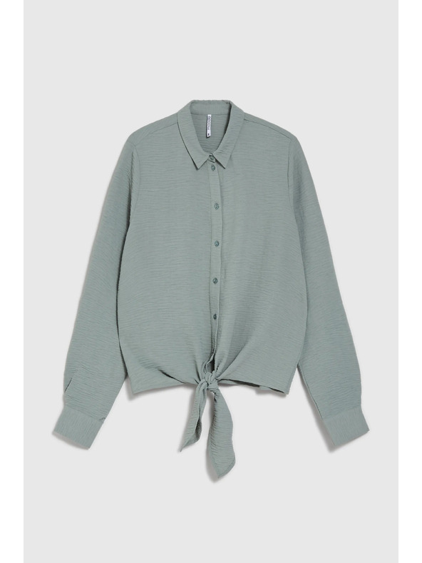 Moodo Olivová košile Moodo se vázáním
