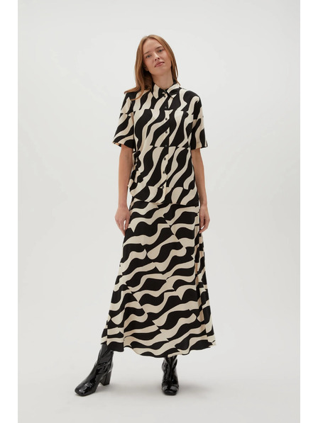 Moodo Viskózová košile s krátkými rukávy černá Moodo