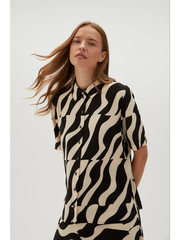 Moodo Viskózová košile s krátkými rukávy černá Moodo