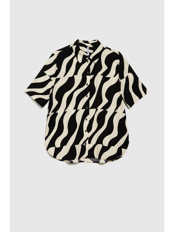 Moodo Viskózová košile s krátkými rukávy černá Moodo