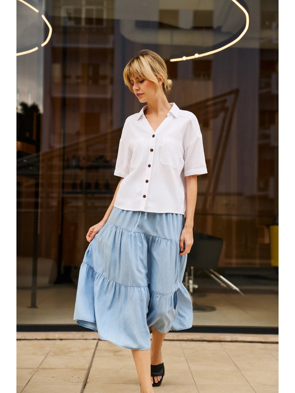 Moodo Viskózovo-lněná košile bílá Moodo