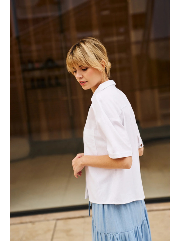 Moodo Viskózovo-lněná košile bílá Moodo