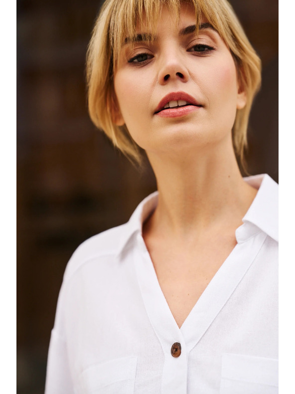 Moodo Viskózovo-lněná košile bílá Moodo