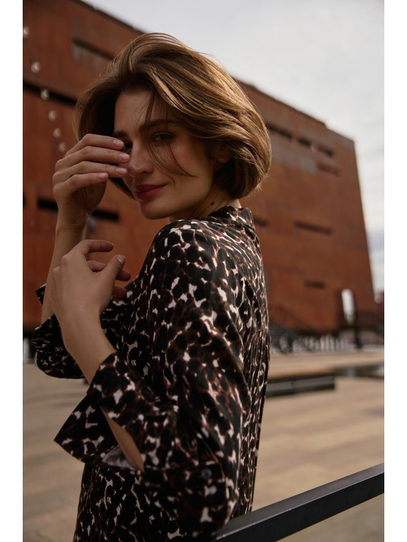 Moodo Viskózová košile hnědá Moodo