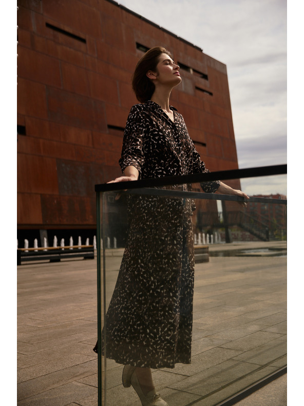 Moodo Viskózová košile hnědá Moodo