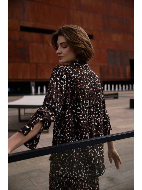 Moodo Viskózová košile hnědá Moodo