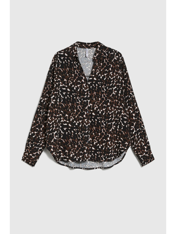 Moodo Viskózová košile hnědá Moodo