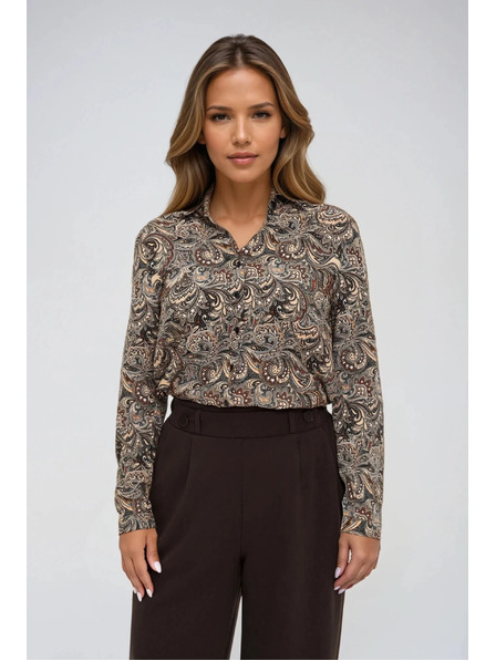 Moodo Vzorovaná košile hnědá Moodo