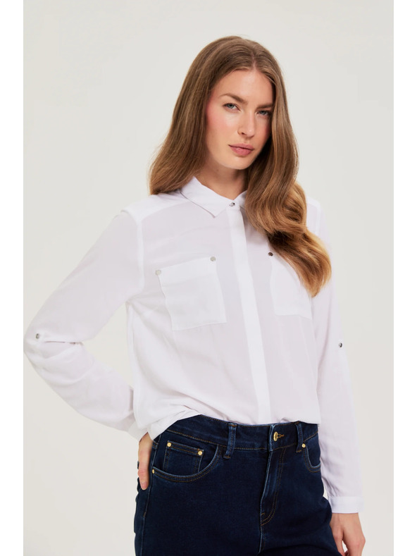 Moodo Bílá viskózová košile Moodo