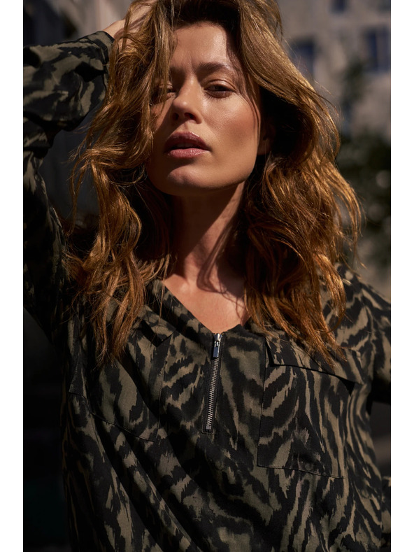 Moodo Olivová viskózová košile Moodo