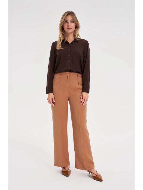 Moodo Viskózová košile hnědá Moodo