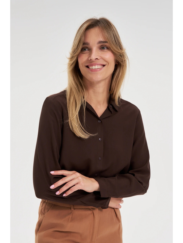 Moodo Viskózová košile hnědá Moodo