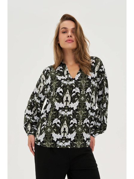 Moodo Tmavě olivová viskózová košile Moodo