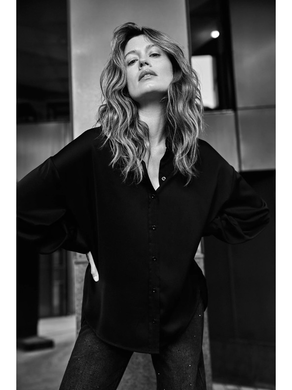 Moodo Hladká košile černá Moodo