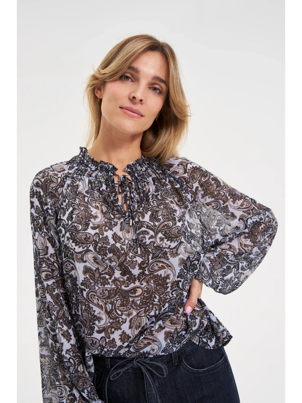 Moodo Modrá košile Moodo s vázaným výstřihem