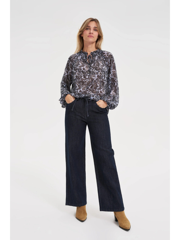 Moodo Modrá košile Moodo s vázaným výstřihem