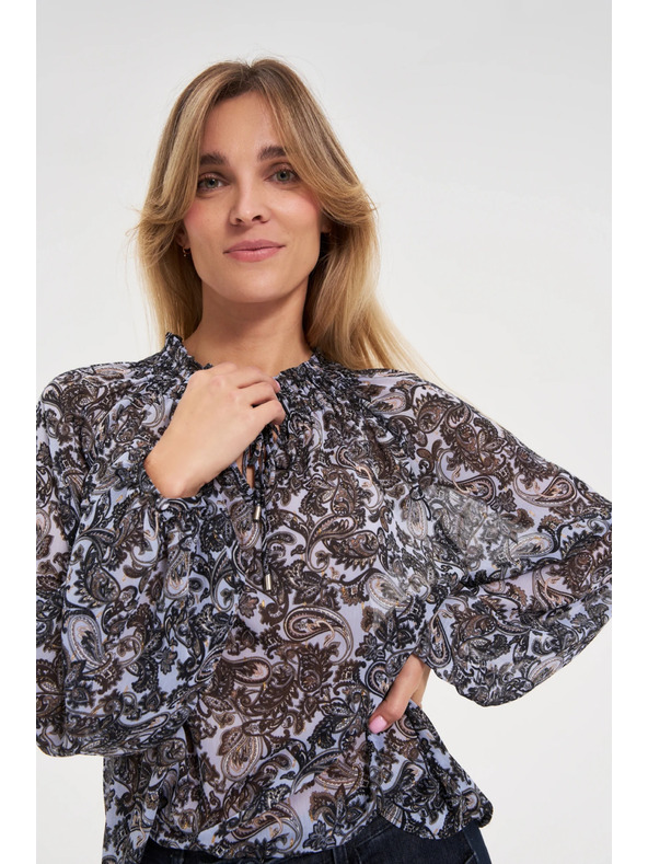 Moodo Modrá košile Moodo s vázaným výstřihem