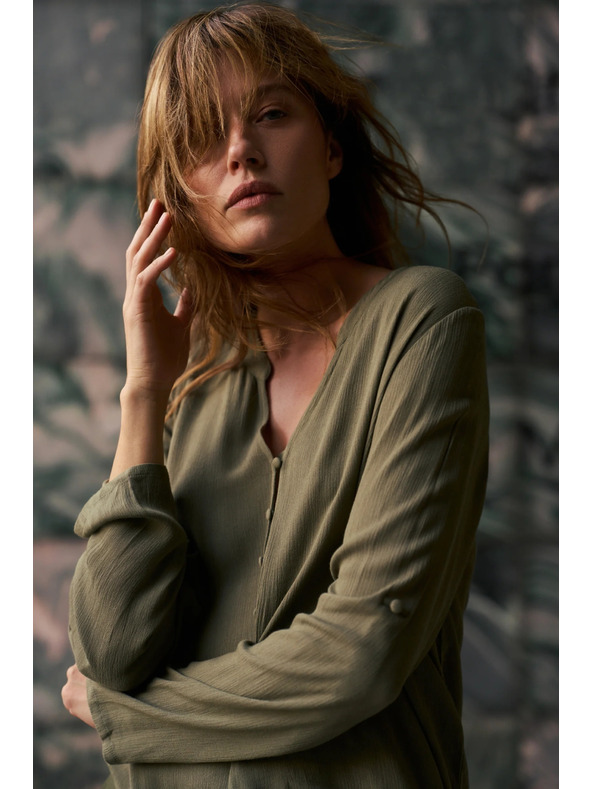 Moodo Viskózová košile olivová Moodo