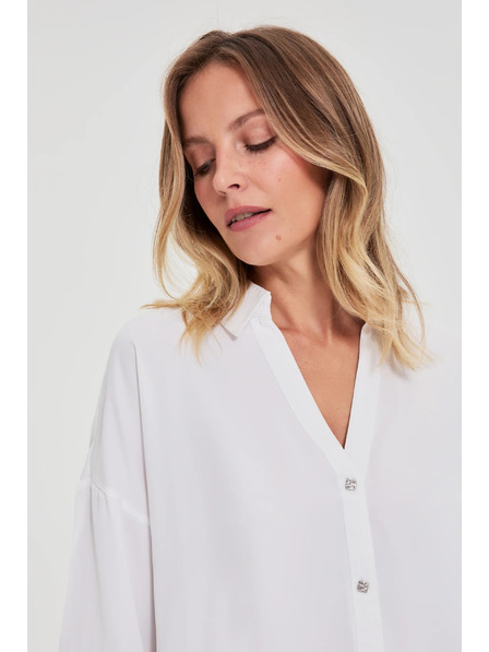 Moodo Bílá košile s krátkými rukávy Moodo