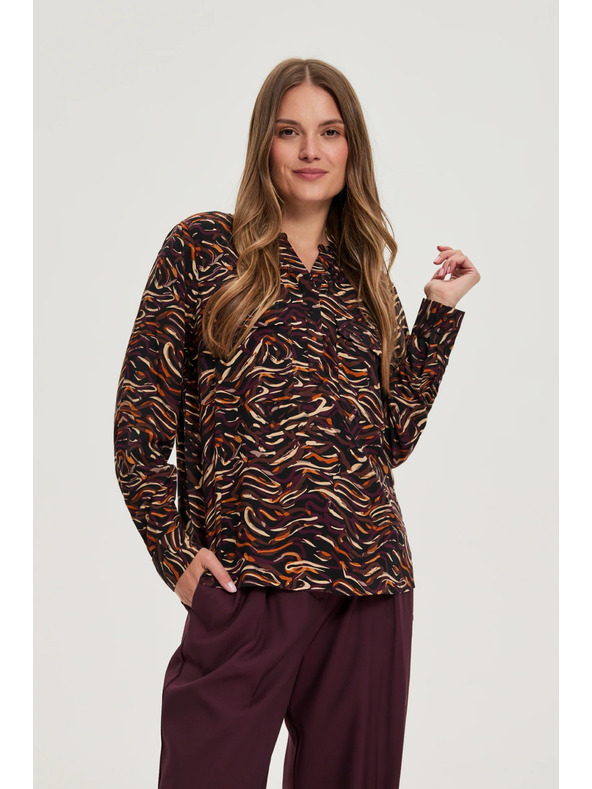 Moodo Hnědá viskózová košile Moodo