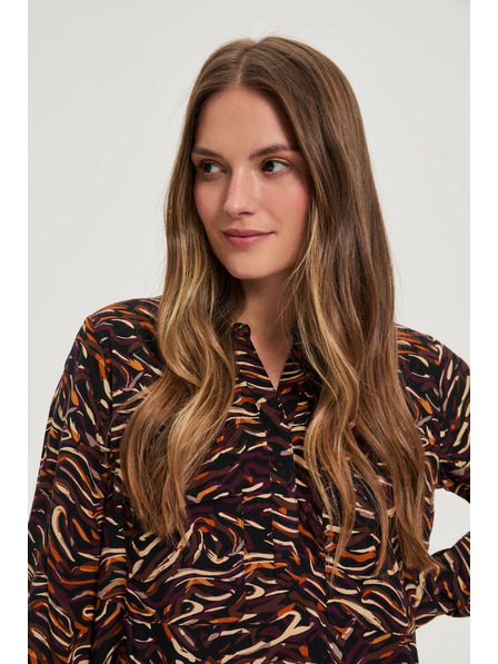 Moodo Hnědá viskózová košile Moodo