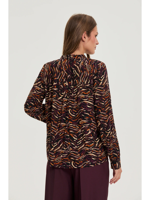 Moodo Hnědá viskózová košile Moodo