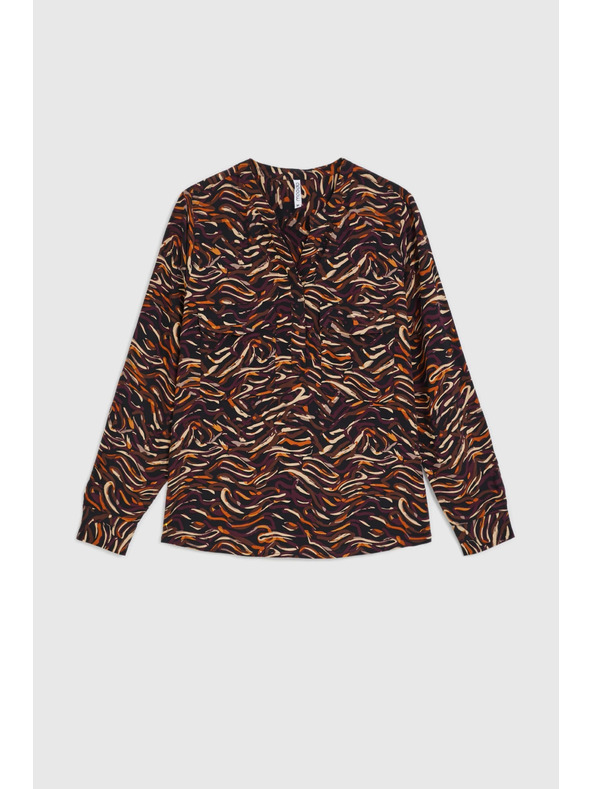 Moodo Hnědá viskózová košile Moodo