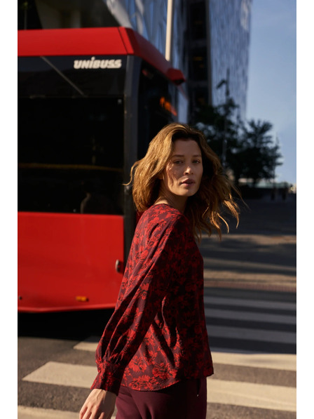 Moodo Bordová květinová košile Moodo