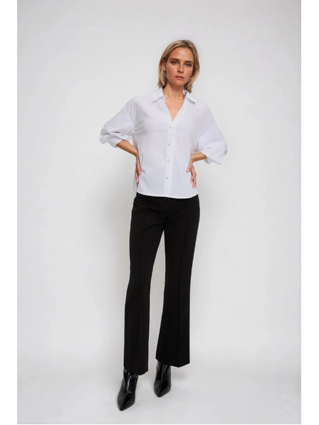 Moodo Bílá košile s nabíranými rukávy Moodo