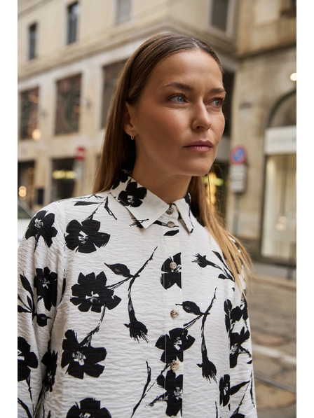 Moodo Viskózová košile s květinovým vzorem bílá Moodo