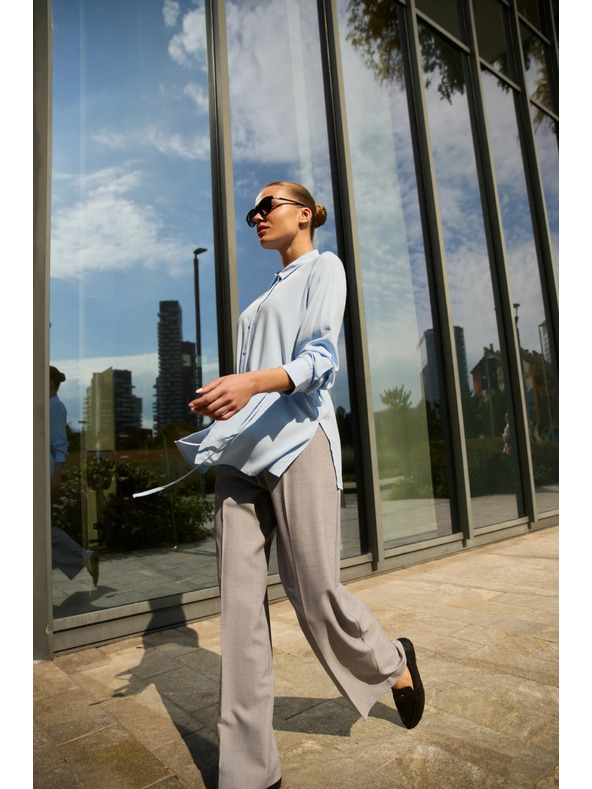 Moodo Světle modrá halenka s vázáním Moodo