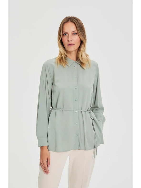 Moodo Olivová košile Moodo se vázáním