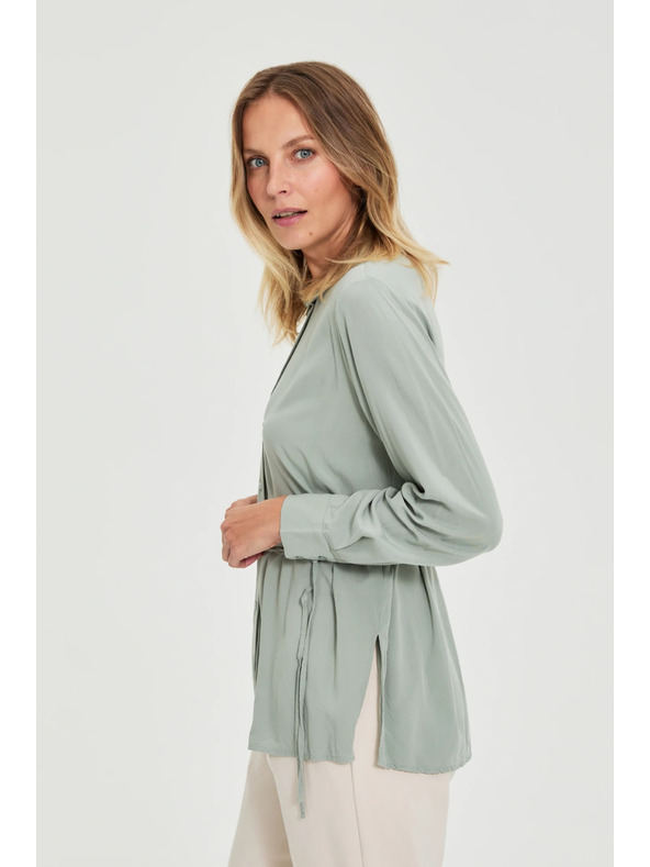 Moodo Olivová košile Moodo se vázáním