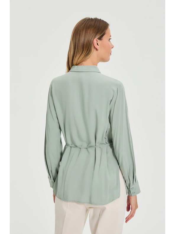 Moodo Olivová košile Moodo se vázáním