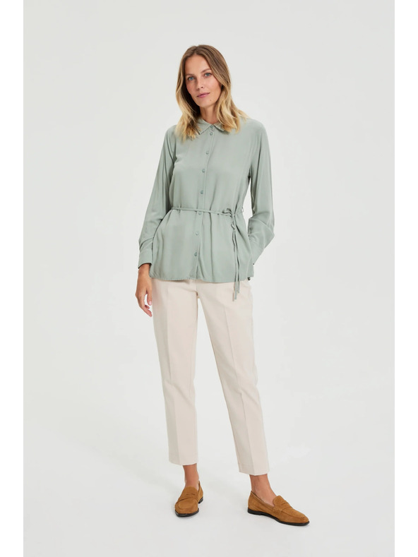 Moodo Olivová košile Moodo se vázáním