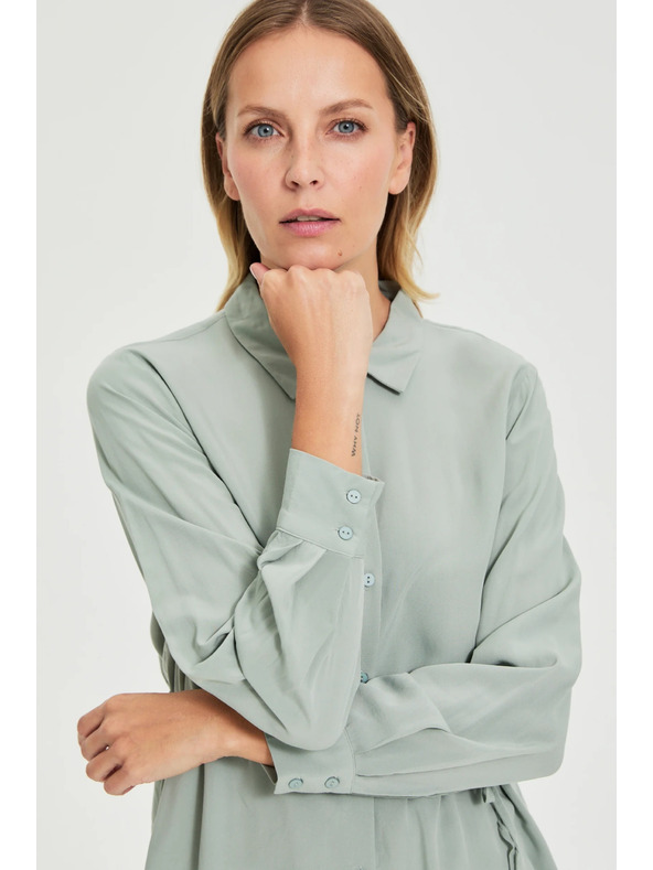 Moodo Olivová košile Moodo se vázáním