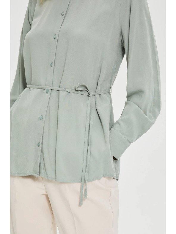 Moodo Olivová košile Moodo se vázáním