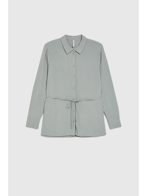 Moodo Olivová košile Moodo se vázáním