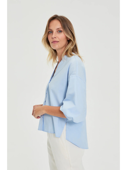 Moodo Světle modrá košile s nabíranými rukávy Moodo