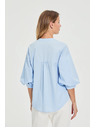 Moodo Světle modrá košile s nabíranými rukávy Moodo